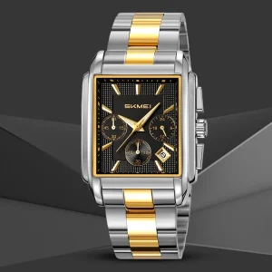 Men’s Stainless Steel Business Watch with Easy-to-Read Classic Design Water Resistant Glass Dial Window Metal Case