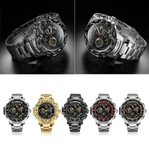 Mens Stainless Steel Hand Digital Business Watches