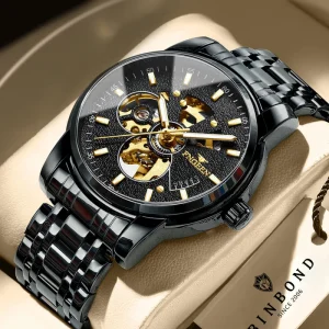 Men’s Stainless Steel Mechanical Auto Hollow Student Tide Live Internet Celebrity Watch
