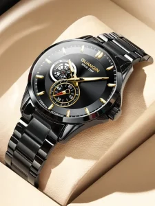 Men’s Stainless Steel Mechanical Watch 40mm Fully Automatic Analog Fashionable Trendy Waterproof Hollow Design
