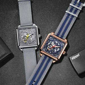 Men’s Stainless Steel Mechanical Watch Gold Tourbillon Waterproof Sports Watch