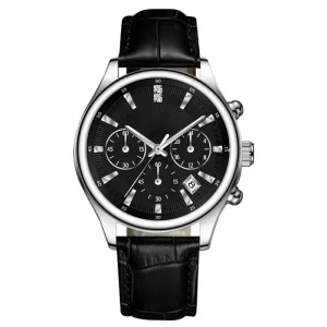 Men’s Stainless Steel Sapphire Crystal Chronograph 3-Hand Quartz Watch Waterproof Casual Sports Limited