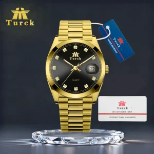 Men’s Stainless Steel Sport Analog Watch Diamond Encrusted Dial Luxury Quartz Waterproof Wristwatch