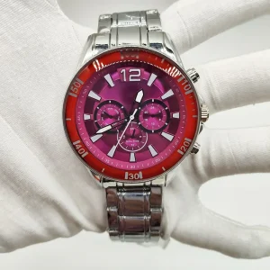 Men’s Stainless Steel Watch Waterproof Chronograph Date Oval Dial Quartz Movement Business Sport 22mm Band