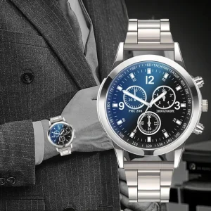 Mens Stainless Steel Watches Luxury Quartz Wristwatch Business Casual Watch Relogio Masculino