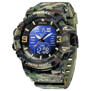 Men’s Tactical Watch Waterproof Digital Camouflage Sports Luminous Watch for Mountaineering Plastic Tour