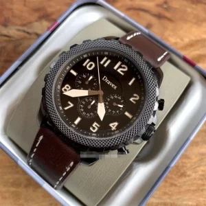 Men’s Three-Eye Multifunction Quartz Watch Leather Waterproof 50M Wristwatch Reloj