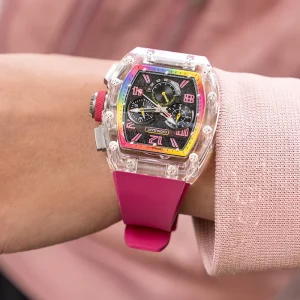Men’s Tonneau Automatic Mechanical Chronograph 99pcs Limited Rose Red 3ATM Waterproof Watch