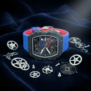 Men’s Tonneau Shaped Mechanical Watch Carbon Fiber 8mm Ultra Slim Case Nylon Strap Designer Luxury Business Style