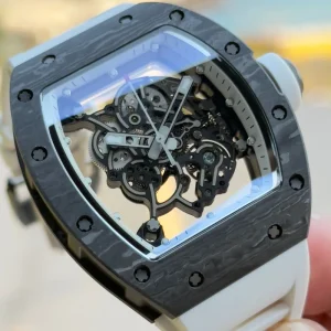 Men’s Ultra Light Skeleton Watch with TPT Carbon Fiber Tonneau Case Business Sports Mechanical Watch