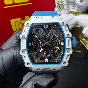Men’s Ultra-Light TPT Carbon Fiber Barrel-Shaped Skeleton Automatic Watch, Sapphire Crystal Luxury Sports Mechanical Watch