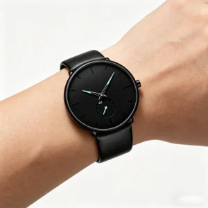 Men’s Ultra-Thin Minimalist Waterproof Fashion Wrist Watch Leather Band