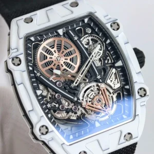Men’s Ultra Thin TPT Carbon Fiber Skeleton Tourbillon Watch, Sapphire Crystal Surface, Luxury Men’s Sports Mechanical Watch