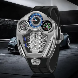 Men’s Watch Luxury Business Watch Compass Waterproof Quartz Wristwatch Silicone Strap P6658