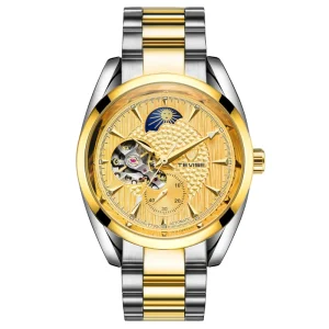 Men’s Watch Moon Phase Casual Water-resistant Steel Band Mechanical Wristwatch Cross-border
