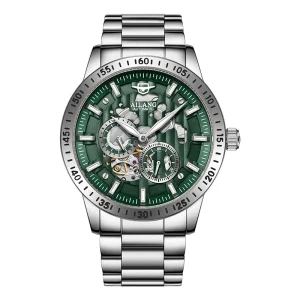 Men’s Watch Skeleton Automatic Mechanical Watch Hollow Dial Stainless Steel Strap Waterproof Luxury Wrist Watch