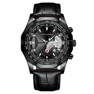 Men’s Watch with Large Dial and Calendar Men’s Leather Strap Wristwatch Manufacturer