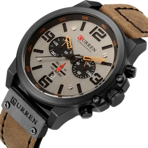 Mens Watches Sport Wristwatch Leather Quartz Watch 8314