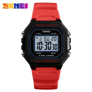Men’s Watches Sports Analog Digital Alarm Clock OEM Digital Watch 5ATM Plastic Watch 1496