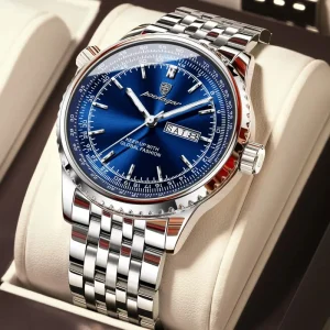 Men’s Watches Waterproof Luminous Quartz Wrist Watch Date Week Calendar Business Stainless Watch