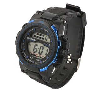 Men’s Waterproof Digital Sport Watch with Luminous Band Stop Watch Alarm Features Resin Bracelet