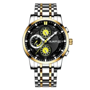 Men’s Waterproof Multi Functional Timing Quartz Business Steel Strip Watch