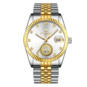 Men’s Waterproof Quartz Watch Business Gold Steel Wristwatch