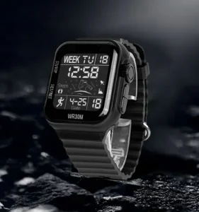 Men’s Women’s Sports Watch with Multi-Function Digital Electronics ABS Rubber Band Case Rectangle Style