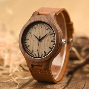 Men’s Wood Watch, Daily Waterproof Quartz Wristwatch, Eco Friendly Wooden Watch for Gifts