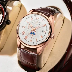 Men’s Wrist Watch Luminous Waterproof Analog Hand Wind Skeleton Fashion Quartz Watch