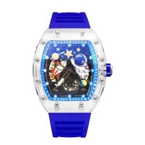 Men’s Wrist Watch Transparent Case Silicone Band Pointer Dial