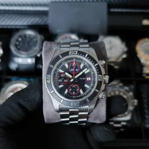 Men’s Wristwatch with Rotating Coin Patterned Stainless Steel Bezel Timing Function
