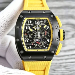 Men’s Yellow Rubber Automatic Mechanical Wristwatch Alloy Sport Chronograph Watch