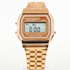 Men’s and Women’s Alloy LED Sports Watches Square Digital Charm Business Style Alarm with Stainless Steel Band