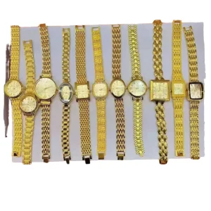 Men’s and Women’s Charm Sport Luxury Haiou Quartz Watch 24K Gold Plated 16mm Band Pointer Dial Glass