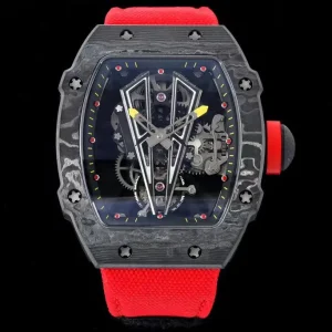 Men’s ultra-light hollow tourbillon mechanical watch 27-03 NTPT carbon fiber barrel-shaped case fashion sports watch