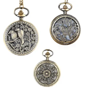 Metal Crafts Vintage Pocket Watch Necklace Pendant Watch Gifts for Men Old Necklace Quartz Pocket Watch With Chain