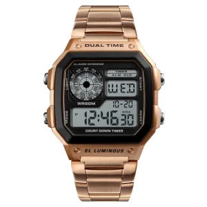 Metal Stainless Steel LCD Watch Screen Men’s Sport Watch