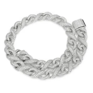 Miami Tennis Bracelet Zinc Alloy Punk Chain Bracelet with Zircon Unisex Hip hop Fashion Jewelry