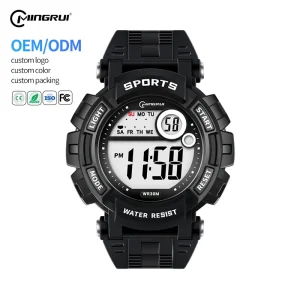 Mingrui Mens 30 Meters Water Resistant Custom Logo Electronic Sport Waterproof Mens Digital Watch