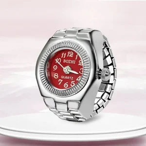 Mini Couple Ring Watch Round Dial Arabic Numerals Analog Quartz Ring Watch