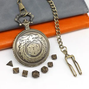 Mini Dice Luxury Multi Sided Polyhedral Metal Pocket Watch for Dungeons and Dragons RPG Board Games