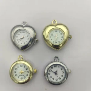 Mini Heart Round Quartz Pocket Watch Charms DIY Jewelry Watch Accessories for Necklaces and Bracelets