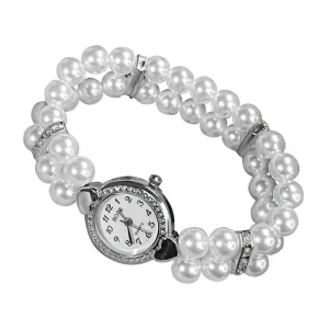Minimalist Bracelet Watch Small Watch Elastic Pearl Watchband Dial Mini Quartz Bracelet Watches
