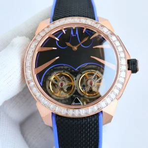 Minimalist High End Men Diamond Mechanical Watch Waterproof Dual Tourbillon Movement Automatic Watch for Daily Business