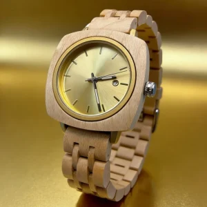 Minimalist Square Vintage Handmade Natural Women Wooden Wrist Watch Custom Japan Quartz Date Wood Watch Montre En Bois