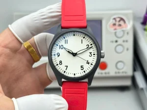 Minimalist Trendy Ceramic Case Red Rubber Strap Automatic Winding Unisex Watch Mechanical Watch