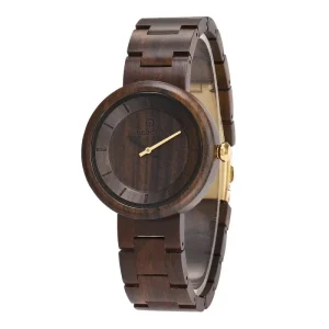 Minimalist Wooden Fashion Sport Dress Watch with Pointer Dial Custom Engraved Logo Unisex Crystal Glass