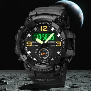Model 1965 Men Watch Waterproof Sports Wristwatch Dual Time Male Digital Watch Relogio Masculino