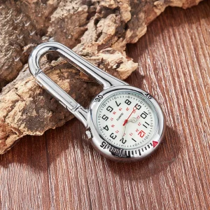 Modern Outdoor Mini Round Dial Arabic Quartz Analog 3BAR Water Resistant Clip Carabiner Hook Pocket Watch Chenghui CH-F-010